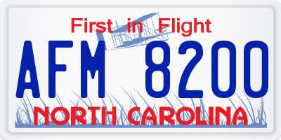 NC license plate AFM8200