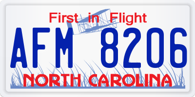 NC license plate AFM8206