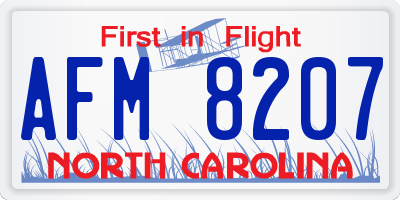 NC license plate AFM8207