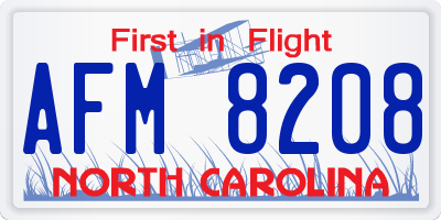 NC license plate AFM8208