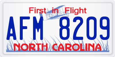 NC license plate AFM8209