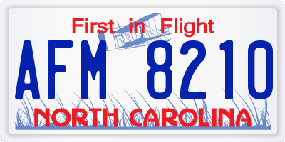 NC license plate AFM8210