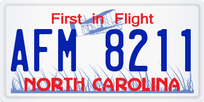NC license plate AFM8211