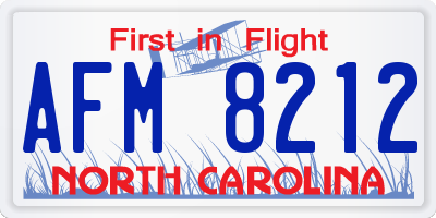 NC license plate AFM8212