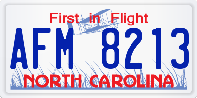 NC license plate AFM8213