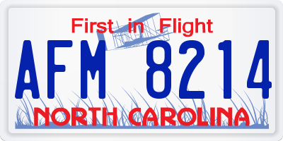 NC license plate AFM8214