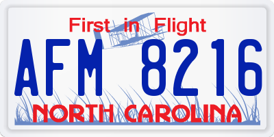 NC license plate AFM8216