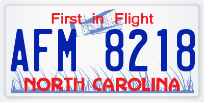 NC license plate AFM8218
