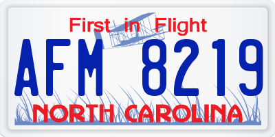 NC license plate AFM8219