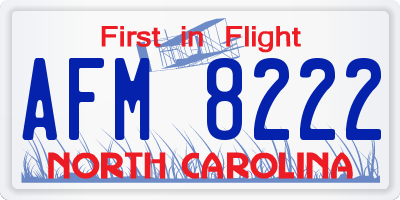 NC license plate AFM8222
