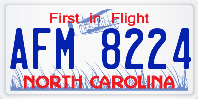 NC license plate AFM8224