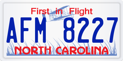 NC license plate AFM8227