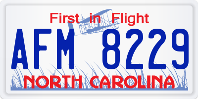 NC license plate AFM8229