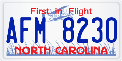 NC license plate AFM8230