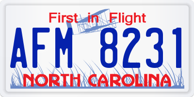 NC license plate AFM8231