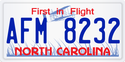 NC license plate AFM8232