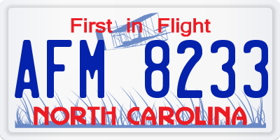 NC license plate AFM8233