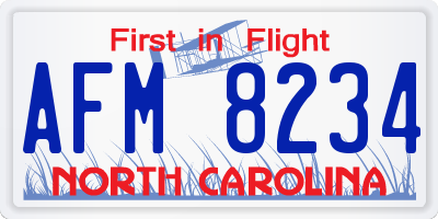 NC license plate AFM8234