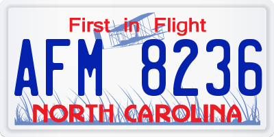 NC license plate AFM8236