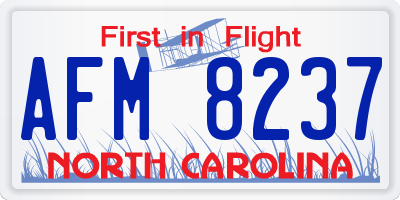 NC license plate AFM8237