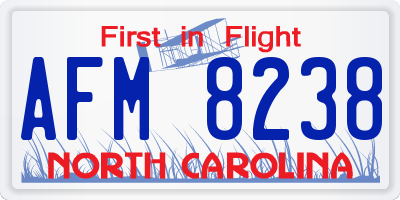 NC license plate AFM8238