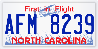 NC license plate AFM8239
