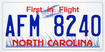 NC license plate AFM8240