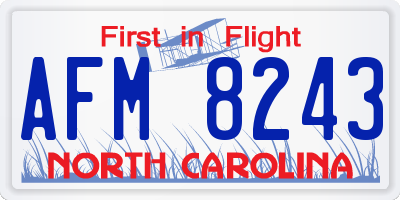 NC license plate AFM8243
