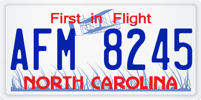 NC license plate AFM8245