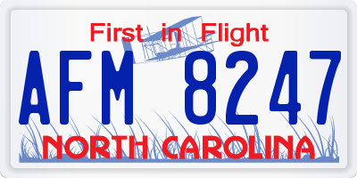 NC license plate AFM8247