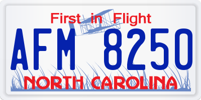 NC license plate AFM8250