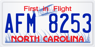 NC license plate AFM8253