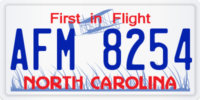 NC license plate AFM8254
