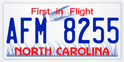 NC license plate AFM8255