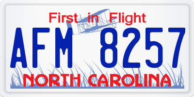NC license plate AFM8257