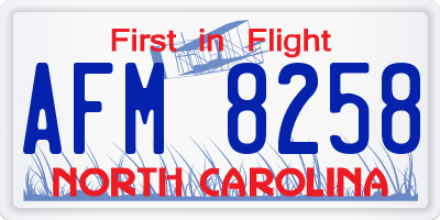 NC license plate AFM8258