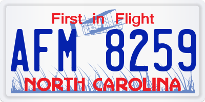 NC license plate AFM8259