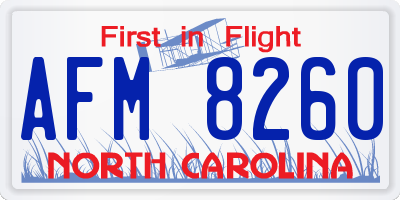 NC license plate AFM8260
