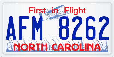 NC license plate AFM8262