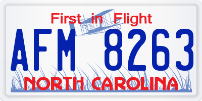 NC license plate AFM8263