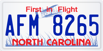 NC license plate AFM8265