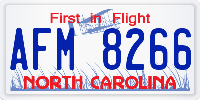NC license plate AFM8266