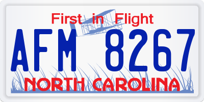 NC license plate AFM8267