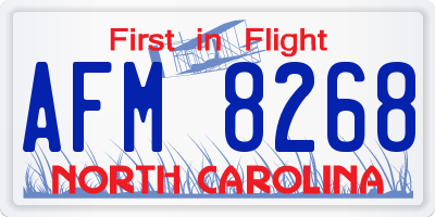 NC license plate AFM8268