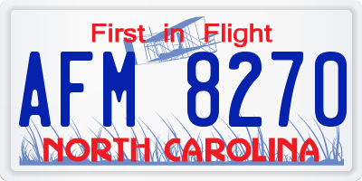 NC license plate AFM8270
