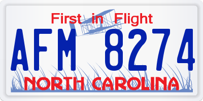 NC license plate AFM8274