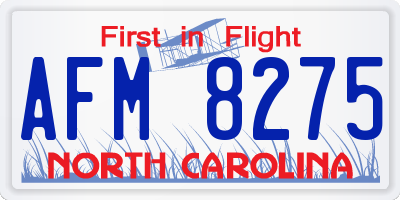 NC license plate AFM8275