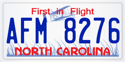 NC license plate AFM8276