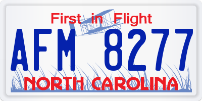 NC license plate AFM8277