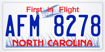 NC license plate AFM8278